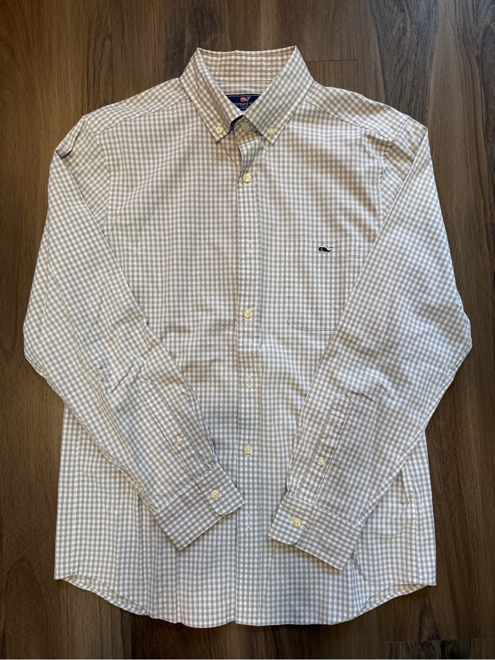 Vineyard Vines Men's Button-Down Gingham Shirt - Light Gray/White